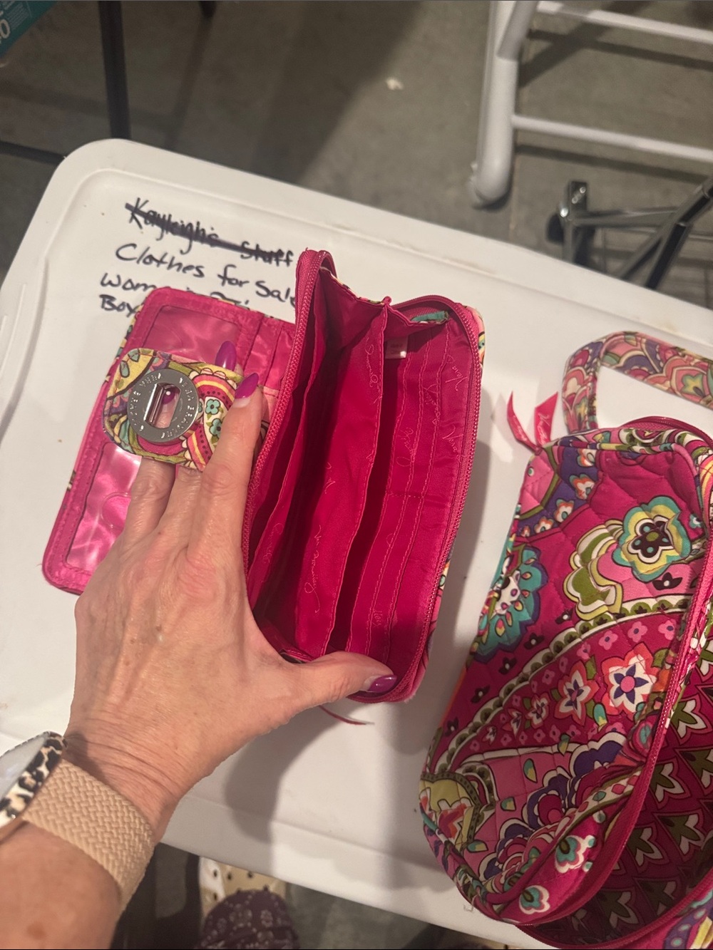 Vera Bradley Hot Pink Floral Quilted Wallet and Crossbody Set